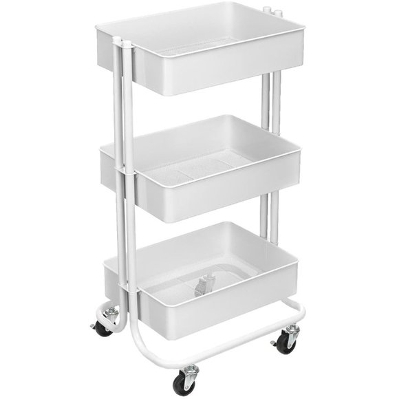 SUPERKKY 3 Drawer Rolling Cart by Recollections, Lexington Collection (White) - Picture 1 of 7